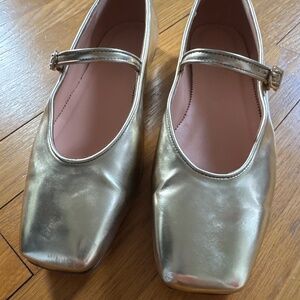 J. Crew Ballet Flats Gold with Adjustable Strap